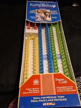 Provo Craft Knifty Knitter Long Loom Set in Blue, Green & Yellow